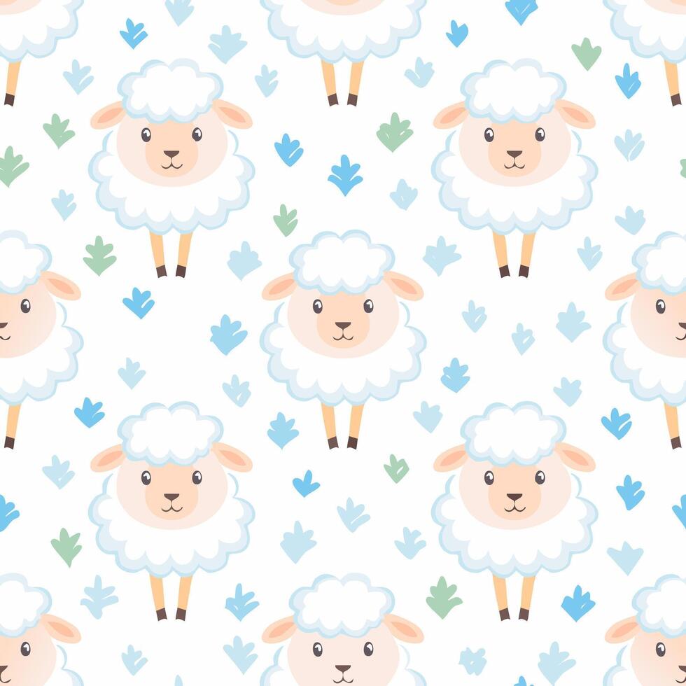 simple illustration Seamless Pattern Cute Sheep vector