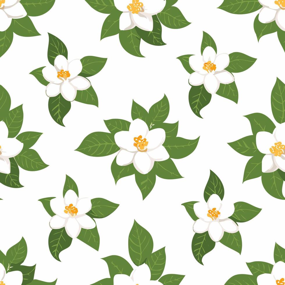 Seamless Pattern Gardenia Flower vector