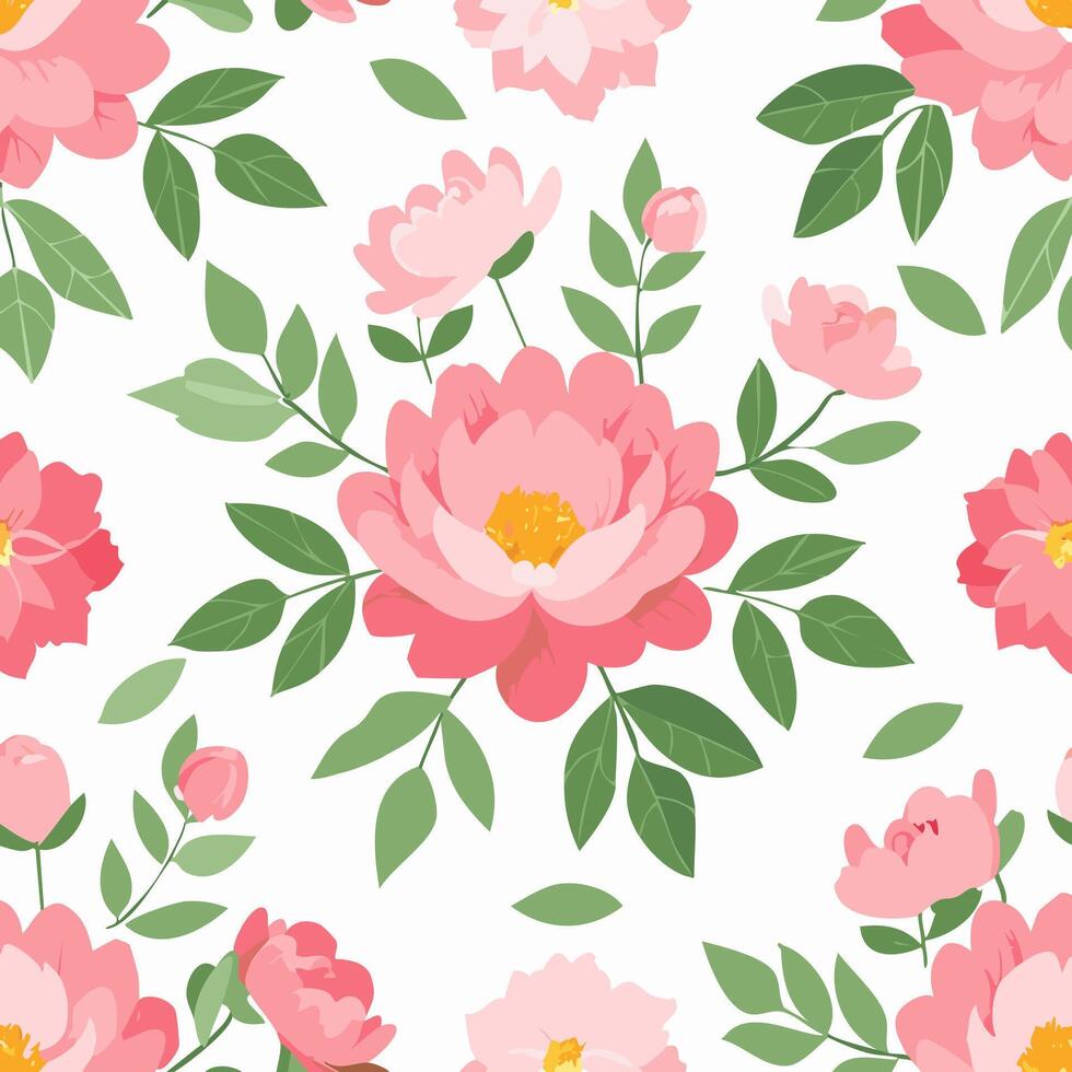 Seamless Pattern Peony Flower vector