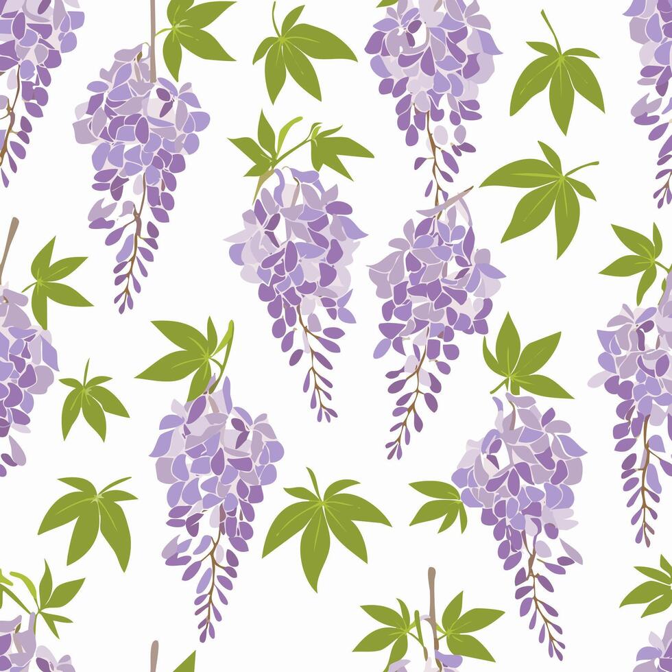 Seamless Pattern Wisteria Flower vector