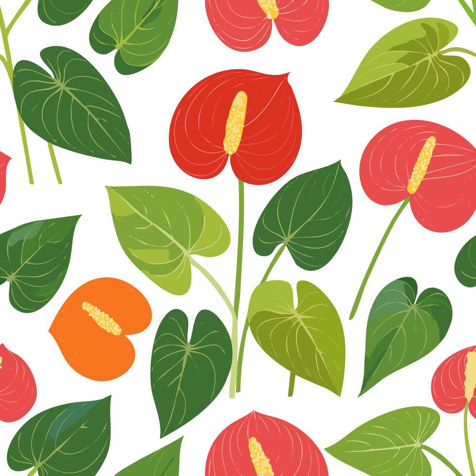 Seamless Pattern Anthurium Flower vector