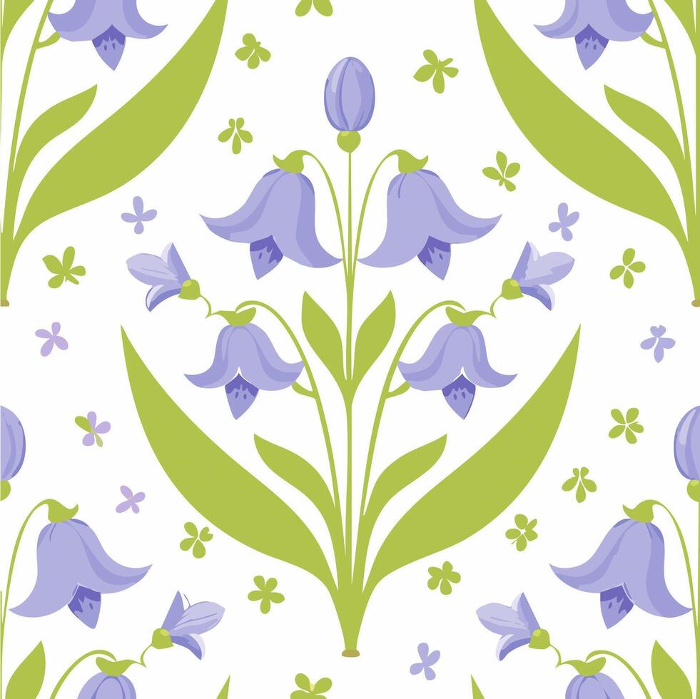 Seamless Pattern Bluebell Flower vector