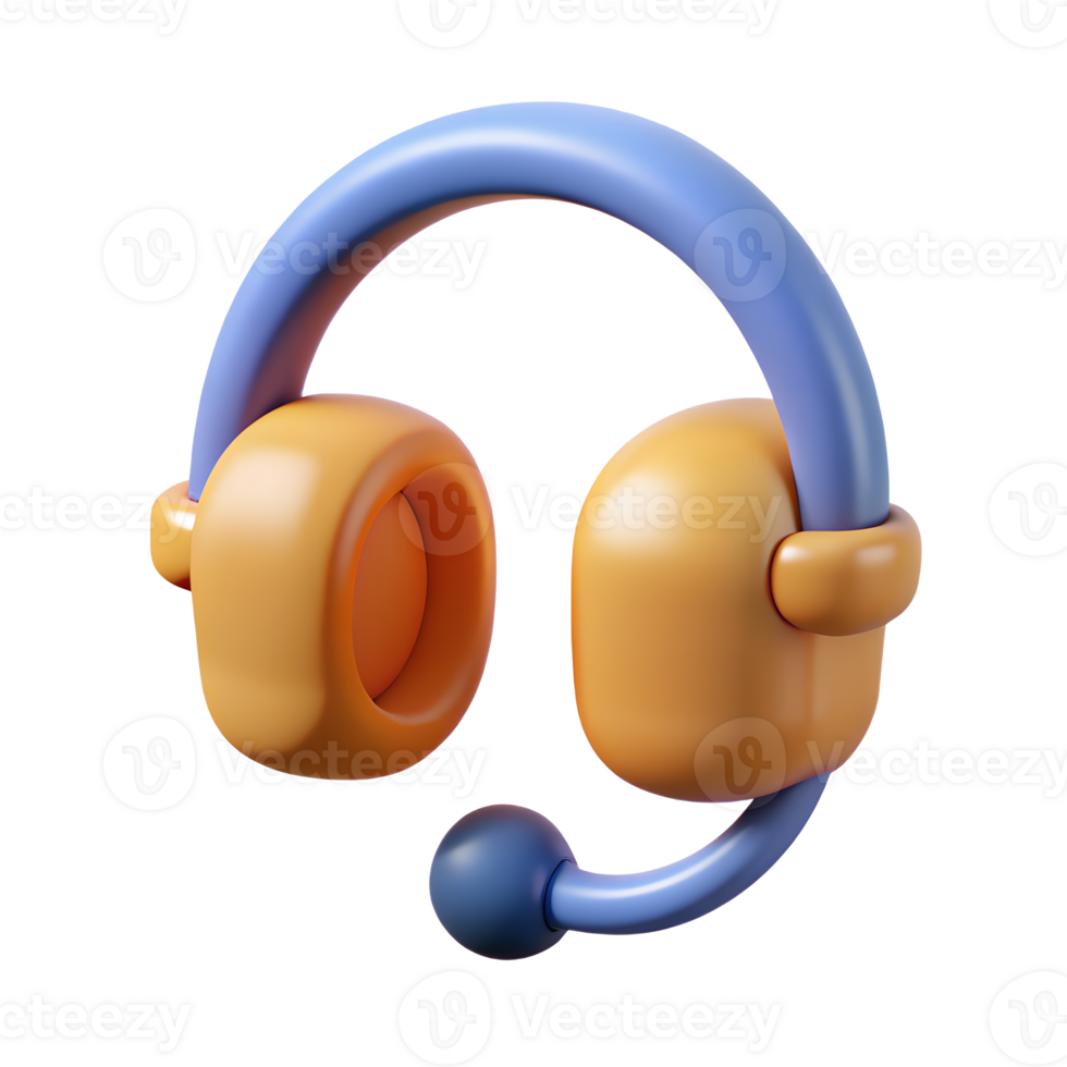 Colorful 3D Rendered Headset for Customer Support and Communication png