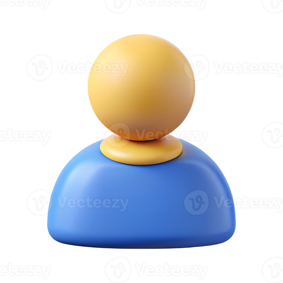 Abstract 3D Render of a Simple User Icon Blue and Yellow Profile Avatar for Website or App png