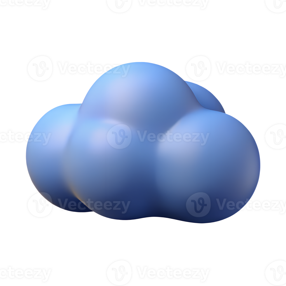 Abstract 3D Render of a Blue Cloud Shape Ideal for Technology and Data Storage Concepts png