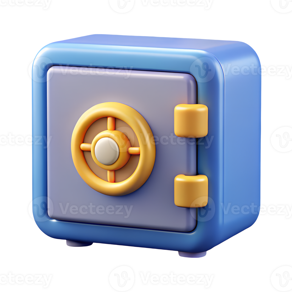 Cartoon 3D Render of a Blue Safe Box Ideal for Security and Banking Concepts png