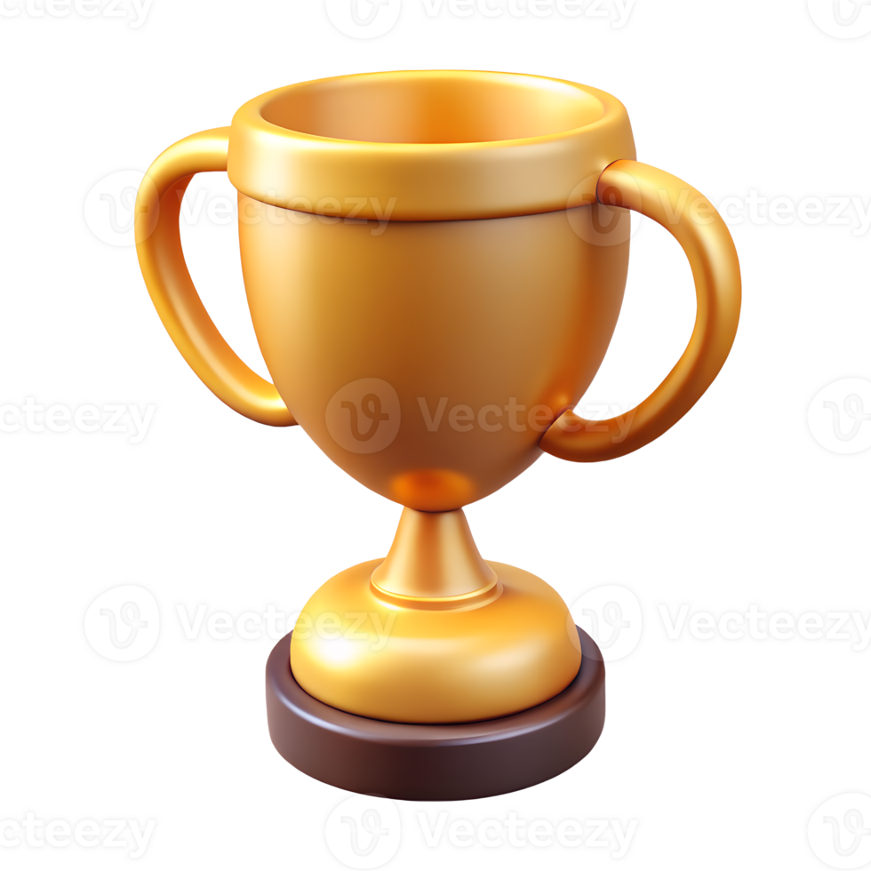 Golden Trophy Award Achievement Cup Winning Prize 3D Render Illustration png