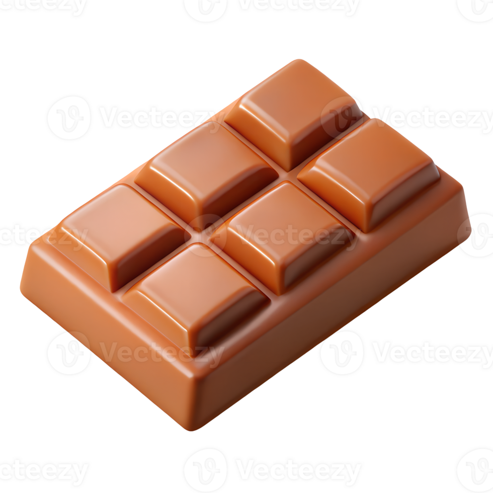 Delicious milk chocolate bar sweet treat six squares isolated transparent background png