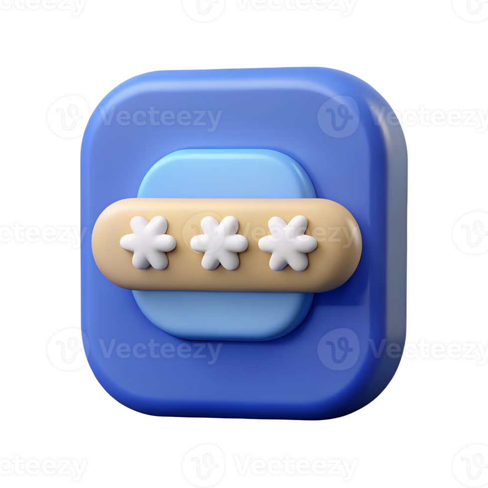 3D Render of a Password Protected App Icon with Blue and Beige Color Scheme png