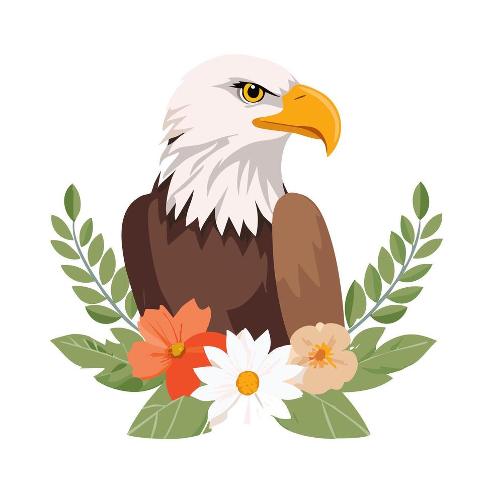 clean minimalist Eagle with Flower Arrangement vector
