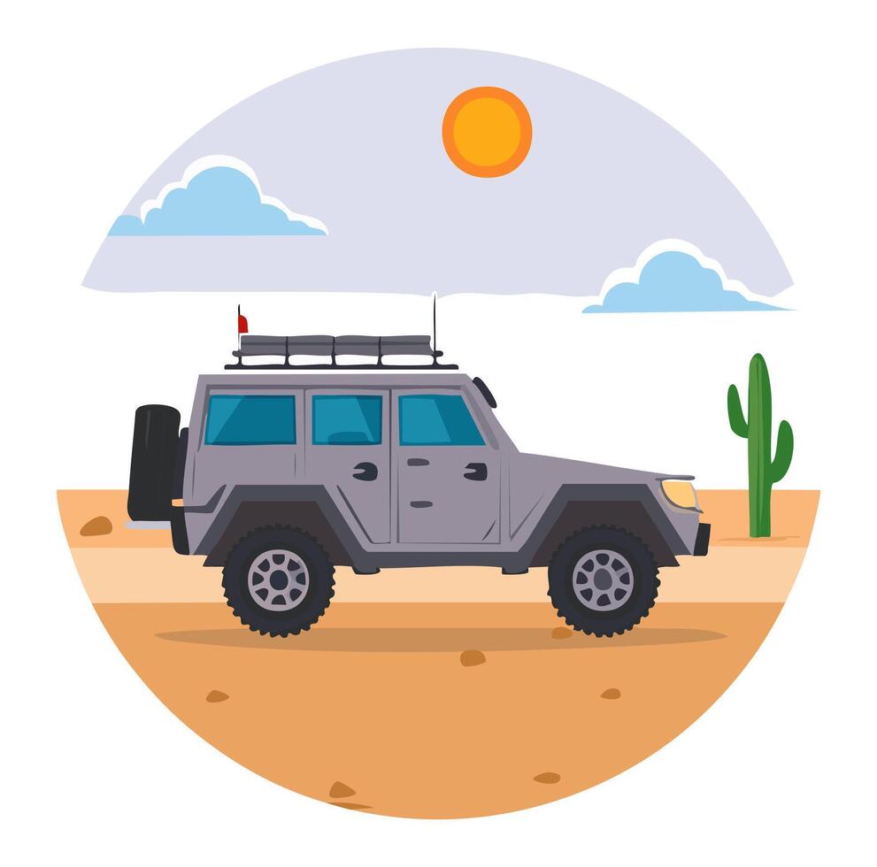 car with armor, desert background vector