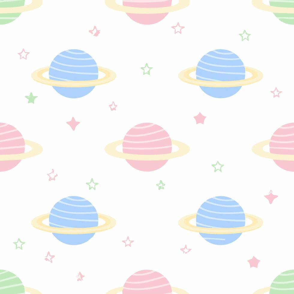 seamless pattern planet with pastel colors vector