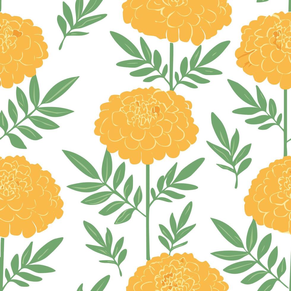 Seamless Pattern Marigold Flower vector