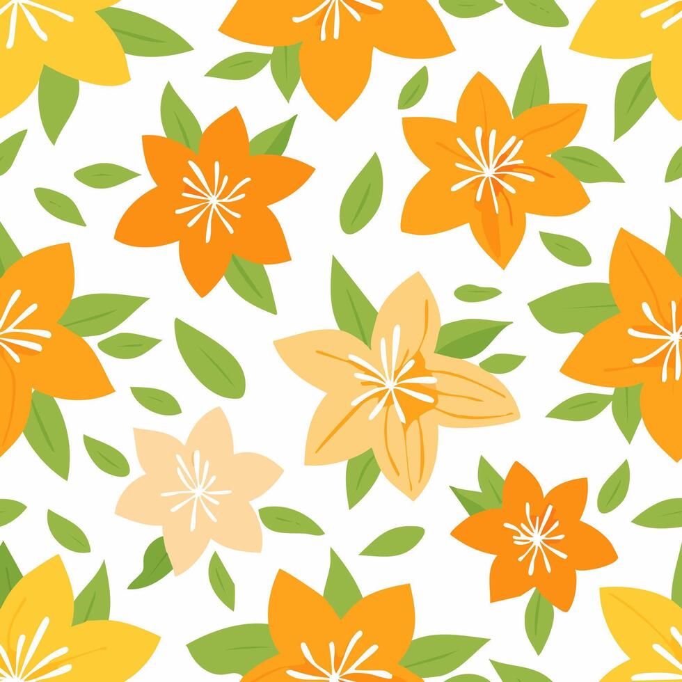 Seamless Pattern Lily Flower vector