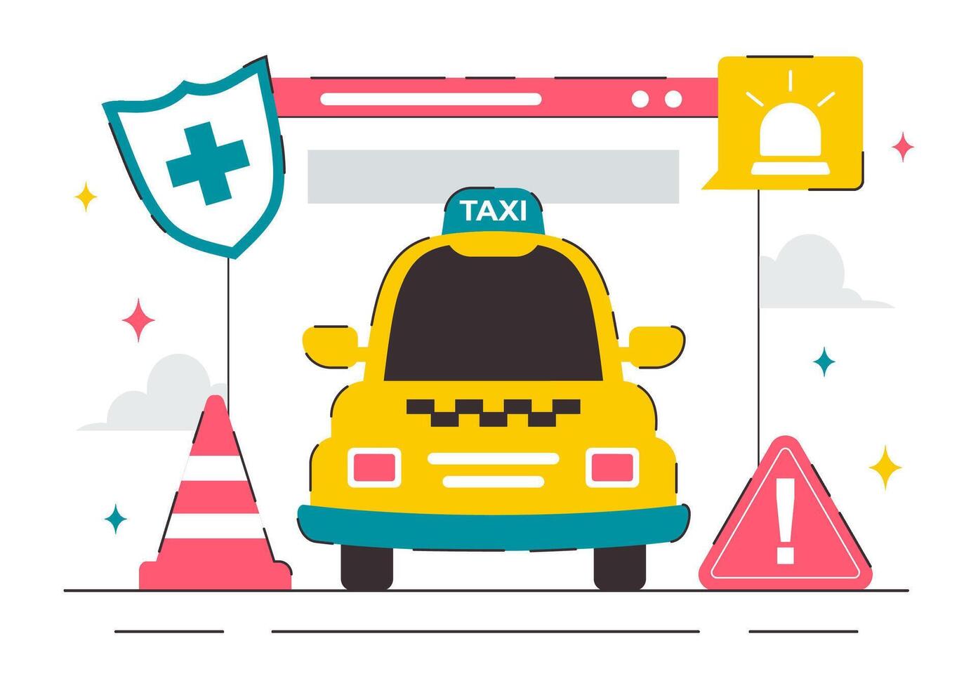 Illustration of Emergency Taxi via Smartphone App with Fast Call and GPS Tools vector
