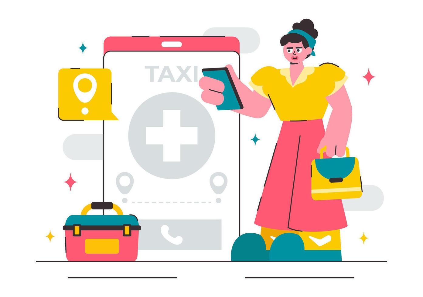 Mobile App Based Emergency Taxi Service with Location Marker and Call Feature vector