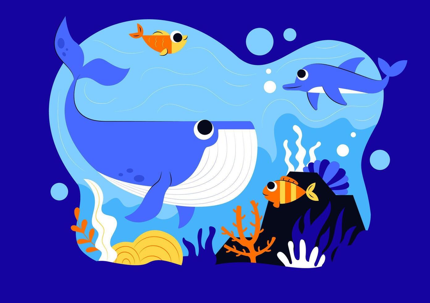 Flat Style World Oceans Day Illustration Supporting Marine Ecosystem Conservation vector
