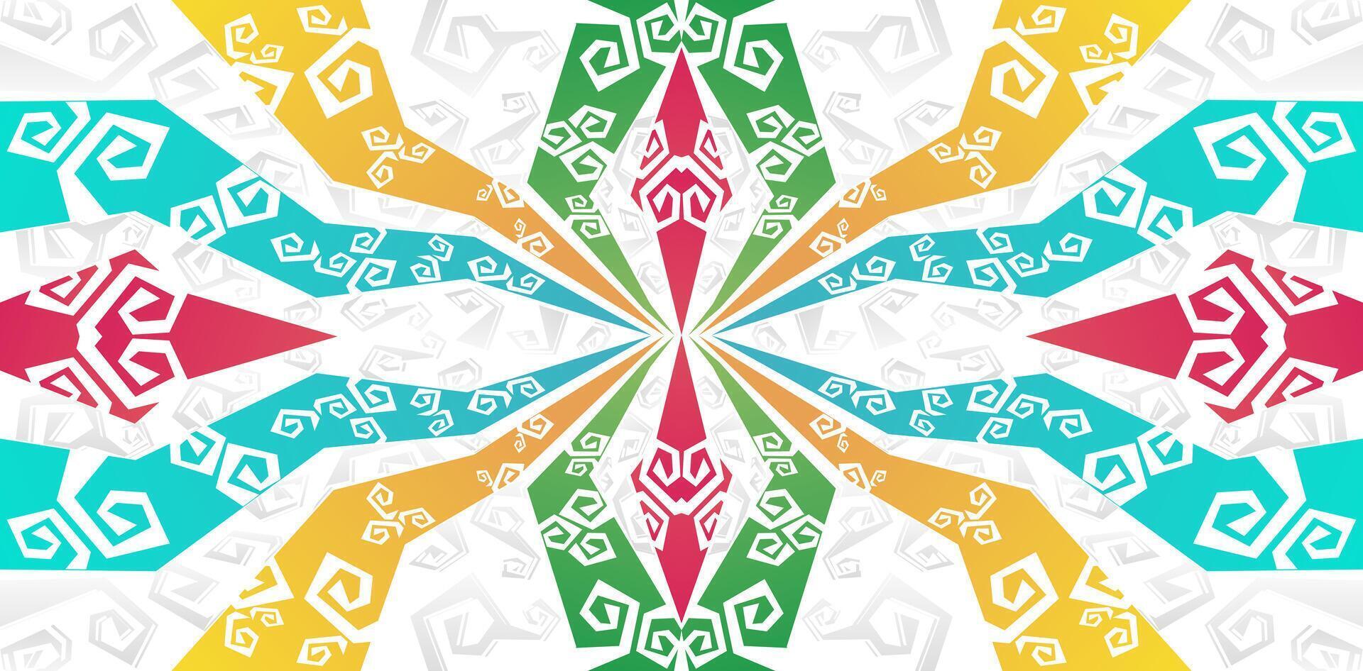 abstract geometric pattern with shapes colorful ethnic patterned isolated white backgrounds for business card template, banner, flyer, covering calendar, web banner, sign, website header, landing page vector