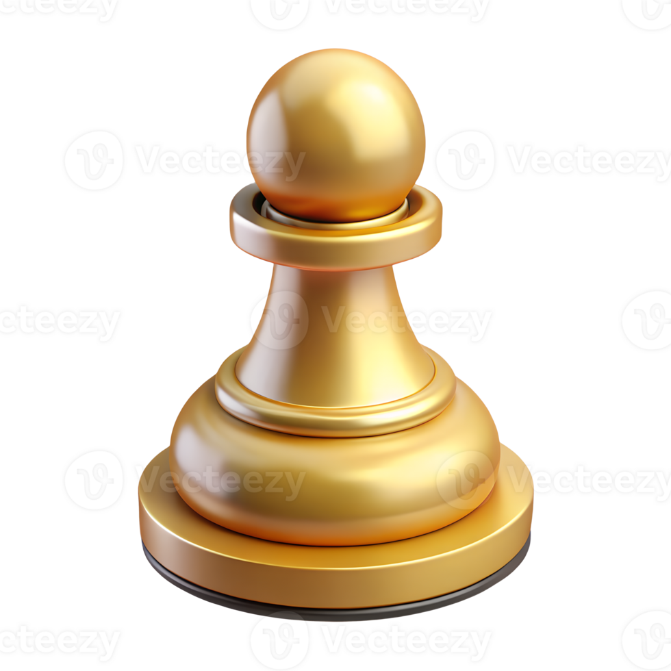 Golden Chess Pawn A 3D Render of a Luxurious Gold Chess Piece png