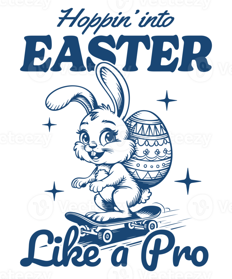 Hopping into Easter Like a Pro Bunny Skateboard Egg T-shirt Design png