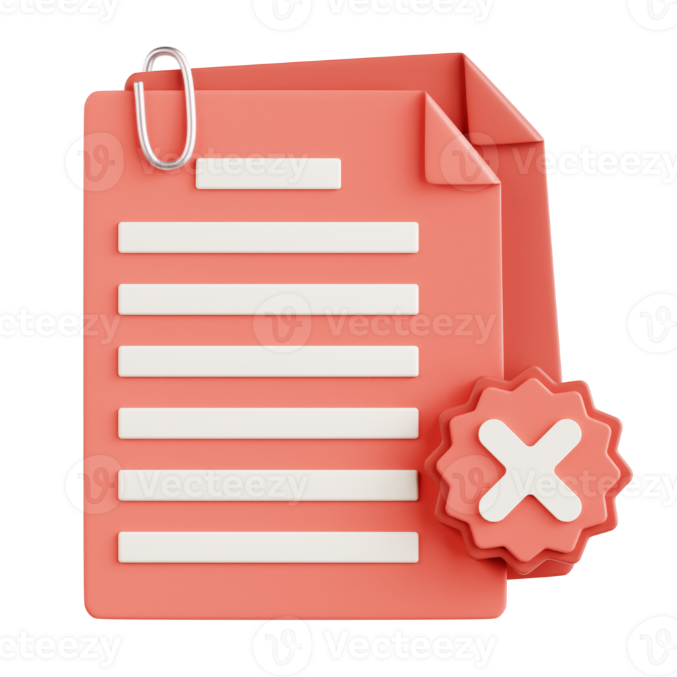 Rejected Document 3D Illustration png
