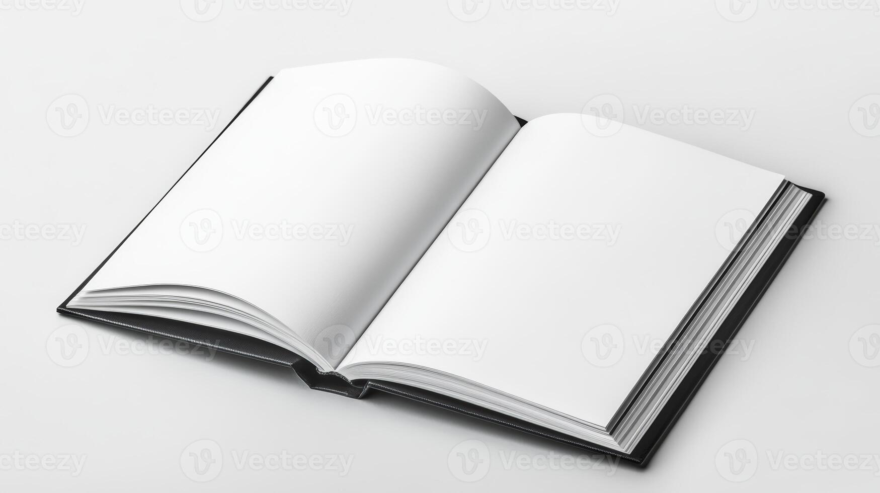 Open Blank Book On White Background Clean Minimalist Design photo