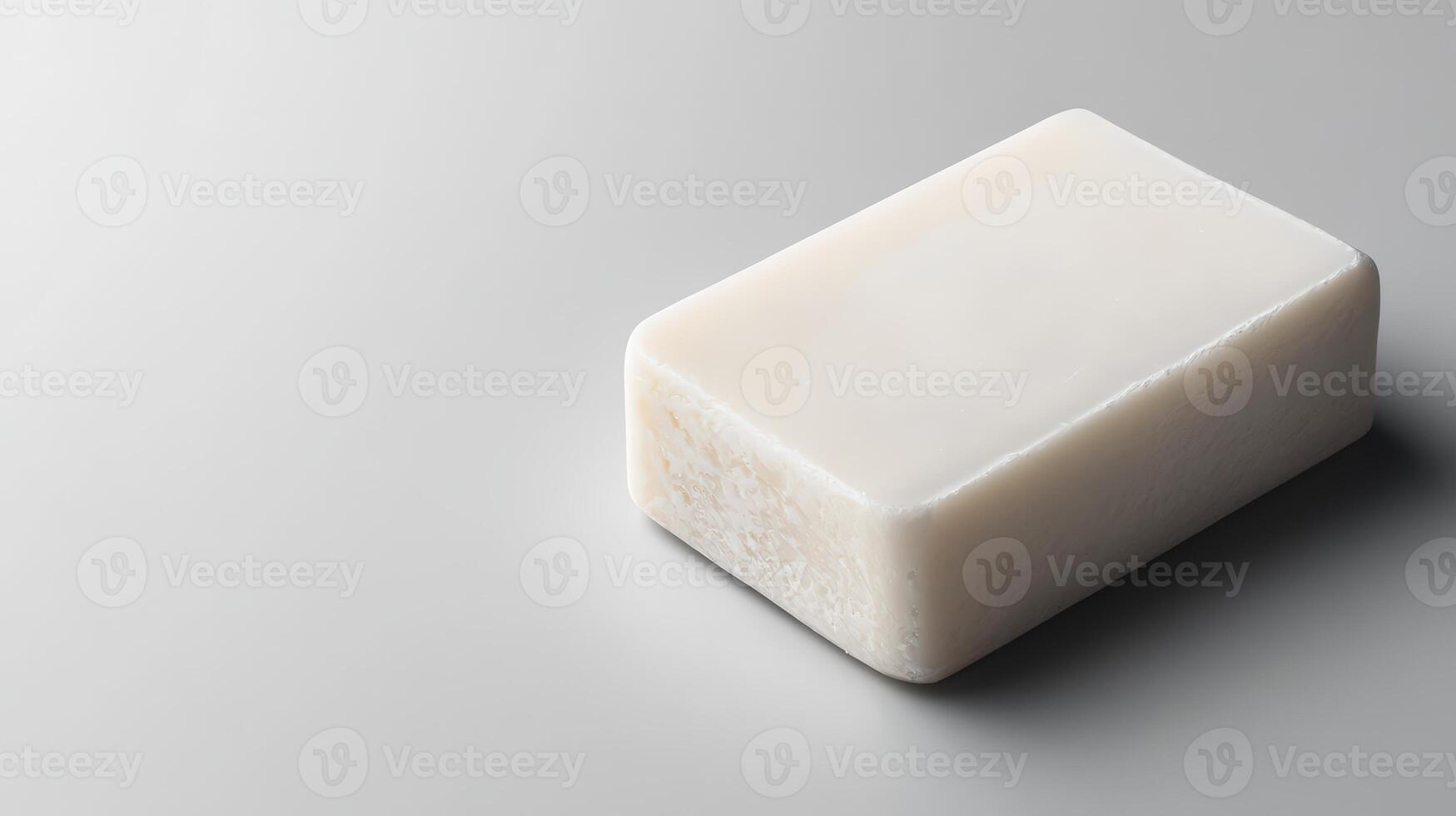 Off White Bar Soap On Light Gray Background photo