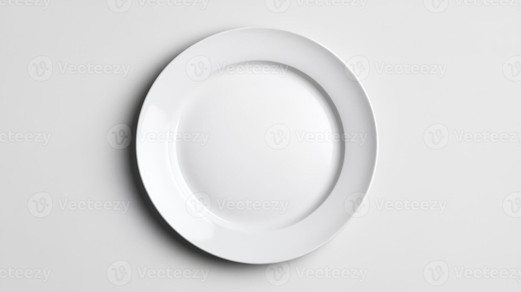 Empty White Round Plate On Textured White Background photo