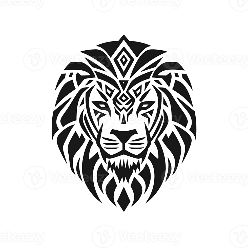 Tribal Lion Head with Intricate Patterns Logo Concept png