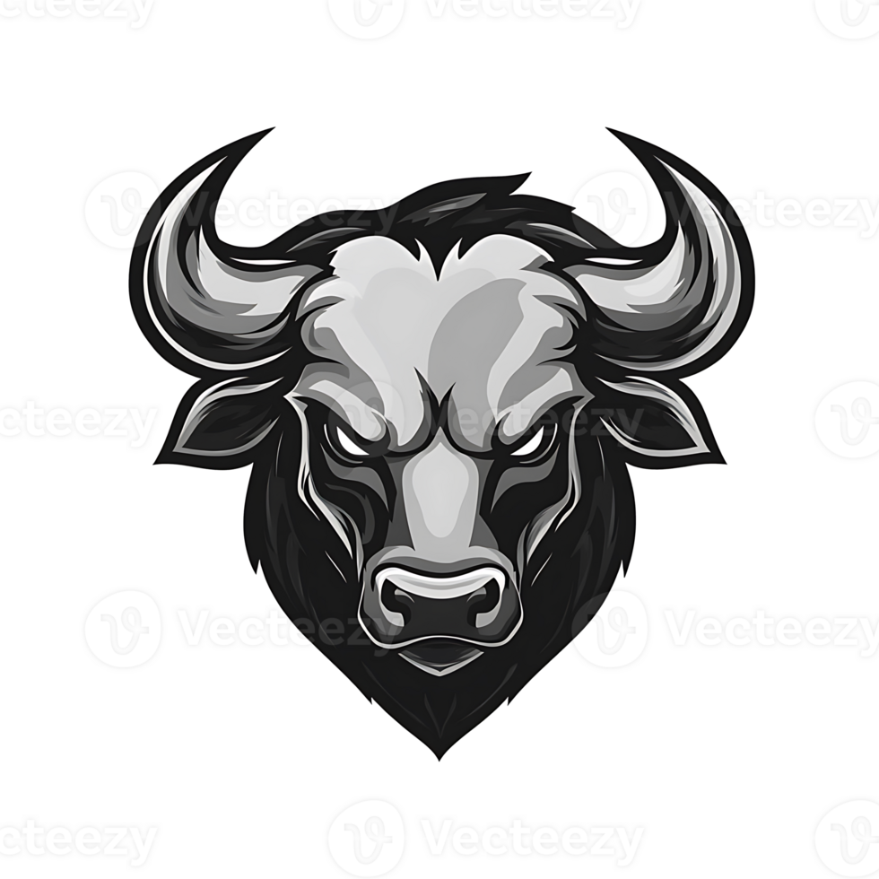Angry Bull Head Logo Illustration with Sharp Details png