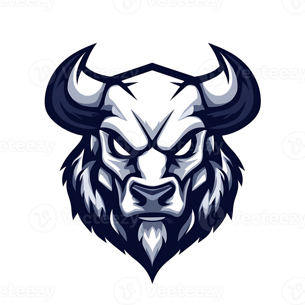Angry Bull Head Logo Design with Bold Outline png