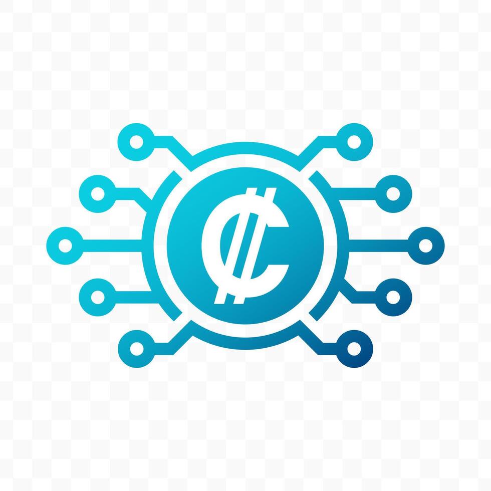 illustration of Colon digital currency icon in blue color vector