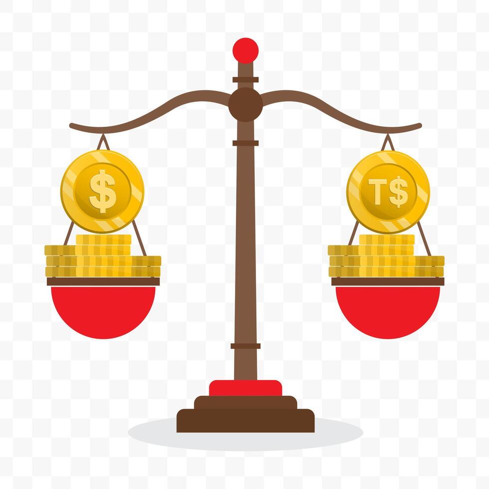 Illustration of dollar currency scale with Pa'anga Tonga currency. Simple design vector