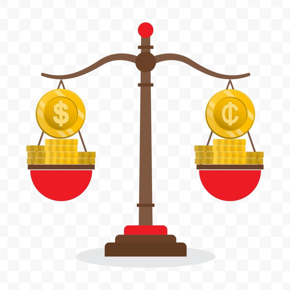 Illustration of dollar currency scale with Ghanaian cedi currency. Simple design vector