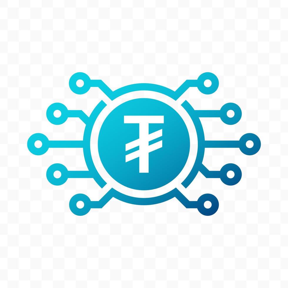 illustration of Mongolian Tugrik digital currency icon in blue color vector