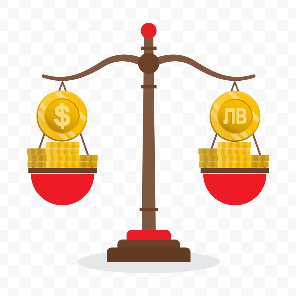 Illustration of dollar currency scale with Bulgarian lev currency. Simple design vector
