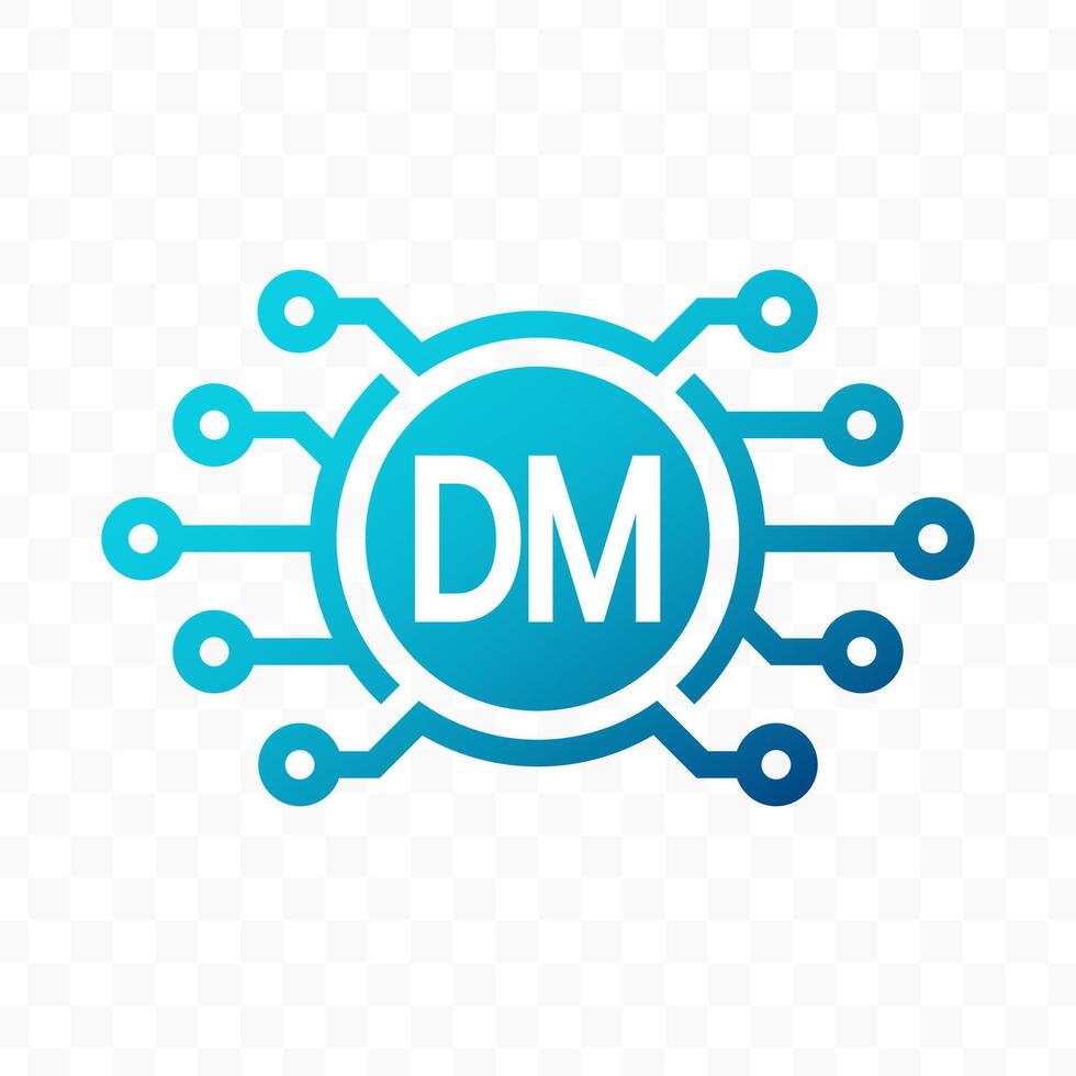 illustration of deutsche mark digital currency icon in blue color vector