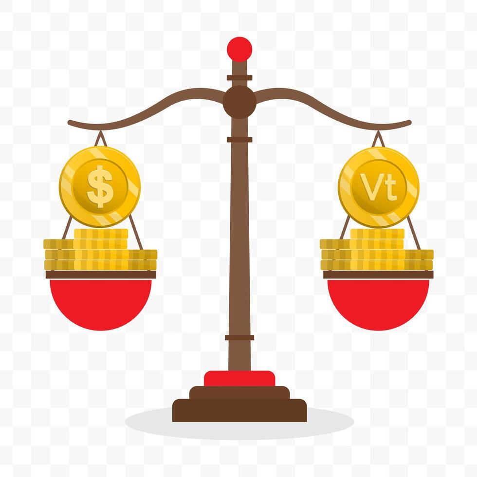Illustration of dollar currency scale with Vanuatu Vatu currency. Simple design vector