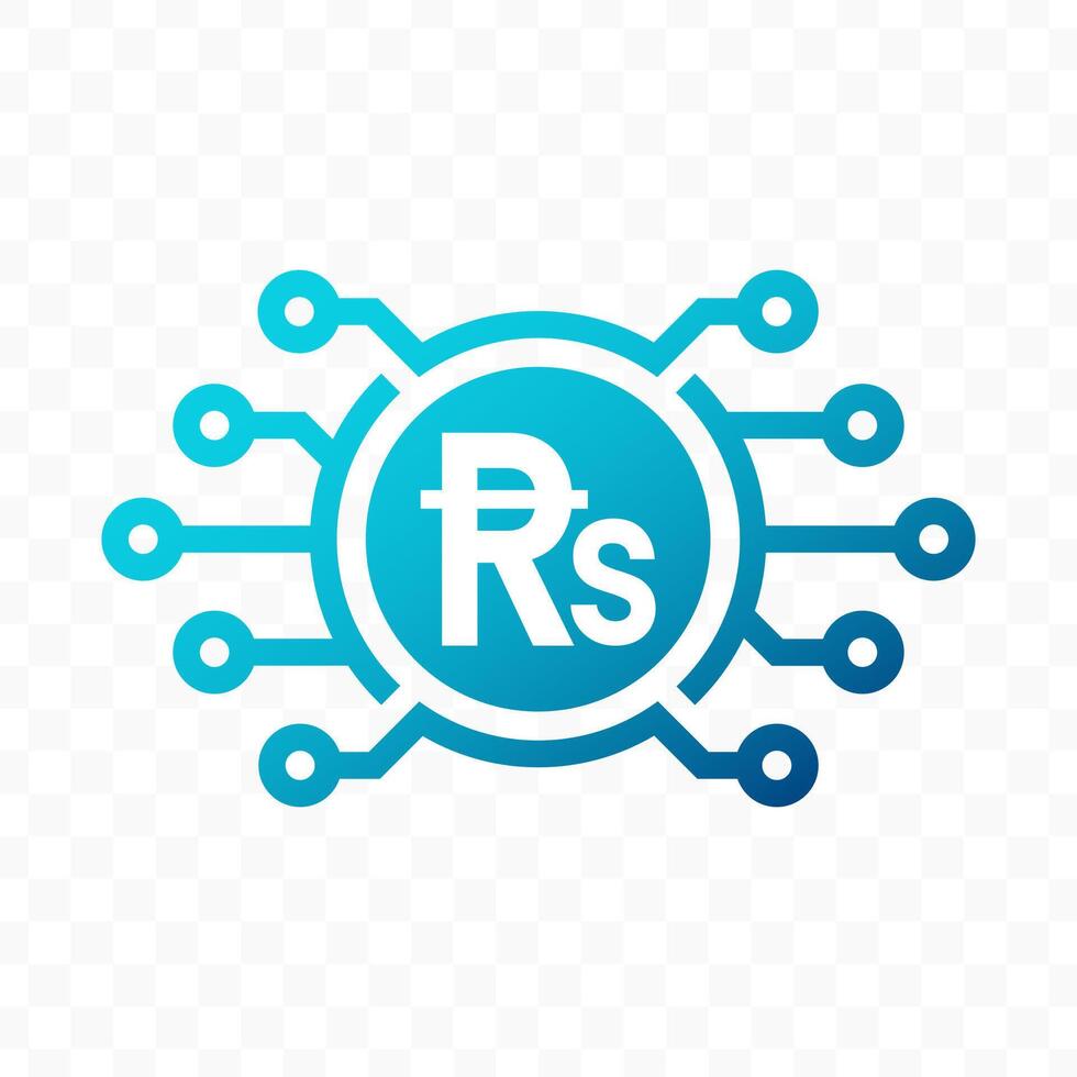 illustration of Rupee pakistan digital currency icon in blue color vector