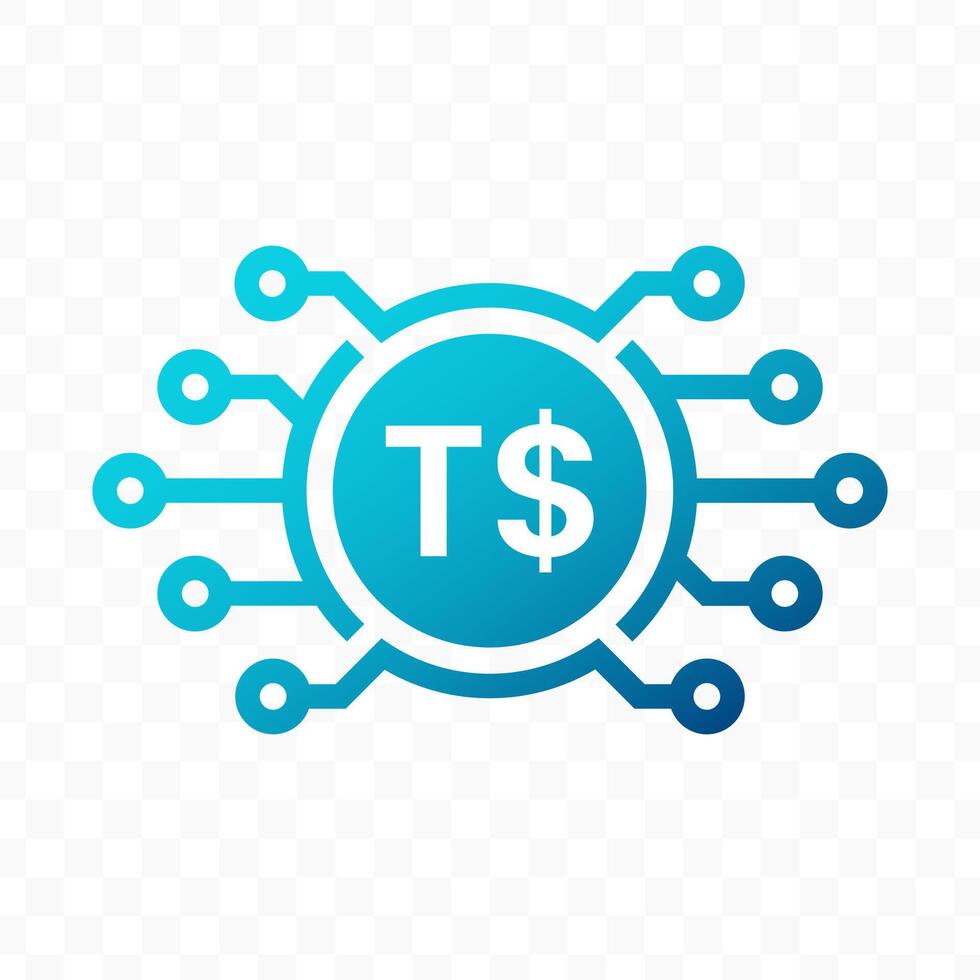 illustration of Paanga Tonga digital currency icon in blue color vector