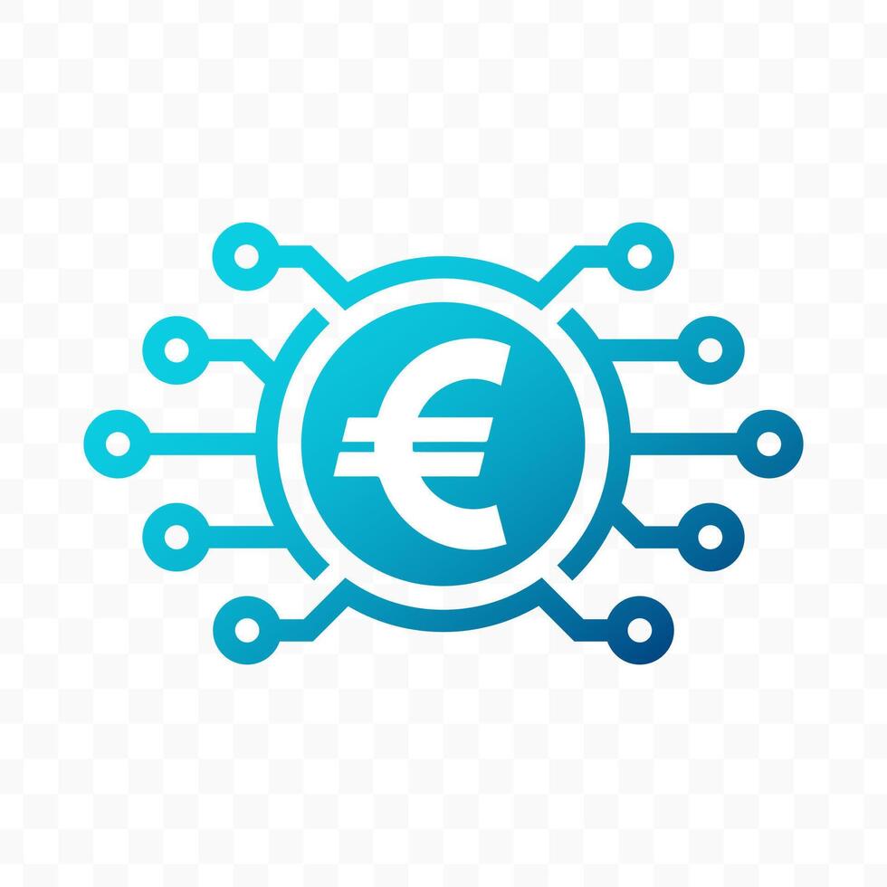 illustration of Euro digital currency icon in blue color vector