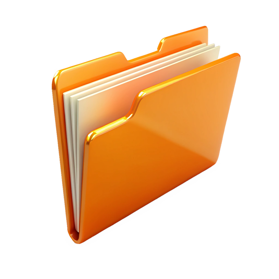 Folder icon, 3d yellow folder icon, 3d folder icon isolated on transparent background png