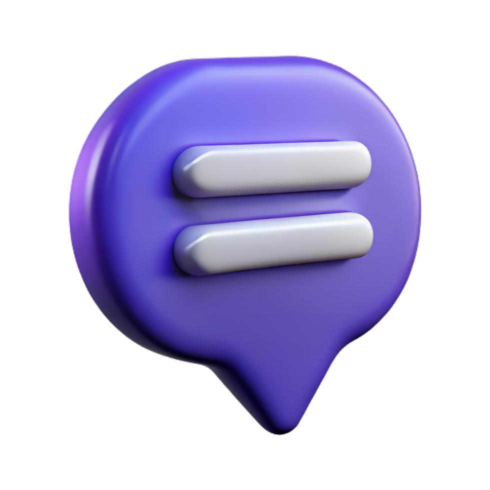 3d chat bubble with dash icon illustration. Dialogue symbol isolated on transparent. 3D style icon, piggy bank icon png