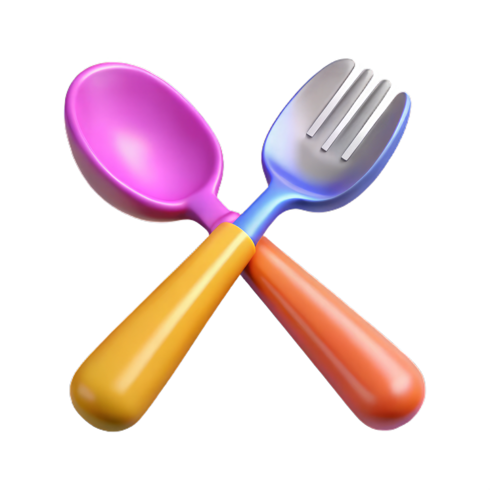 kitchen tool icon, Cutlery spoon and fork isolated on transparent background, set of kitchen utensils png