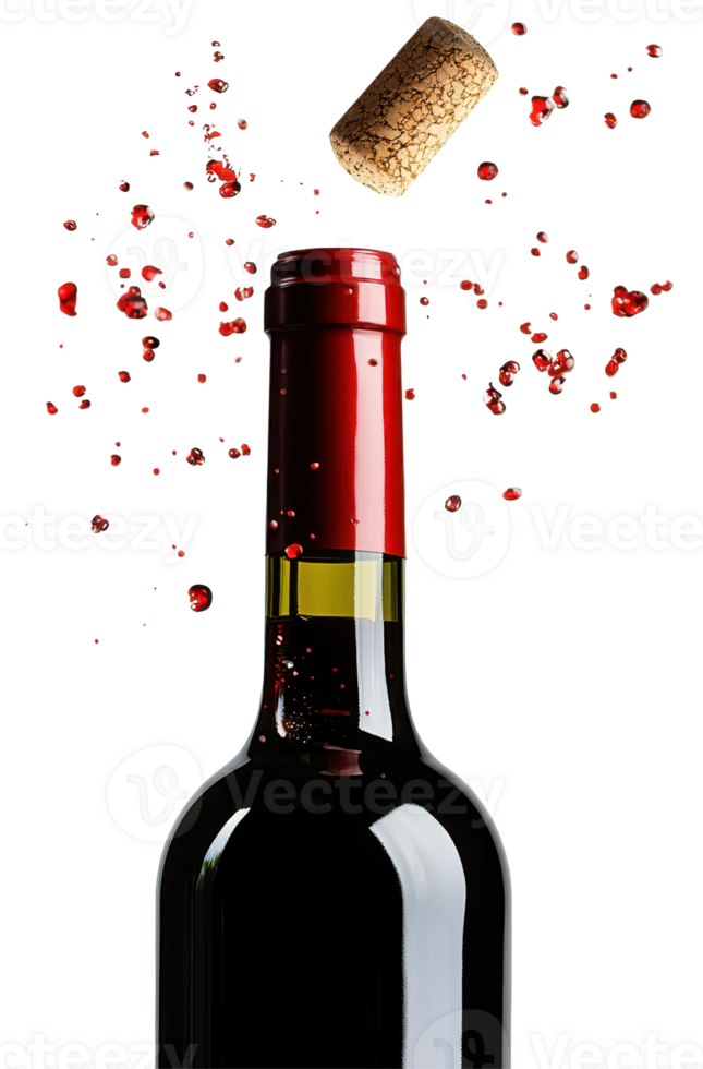 Red Wine Bottle Cork Popping with Splashing Wine Celebration png