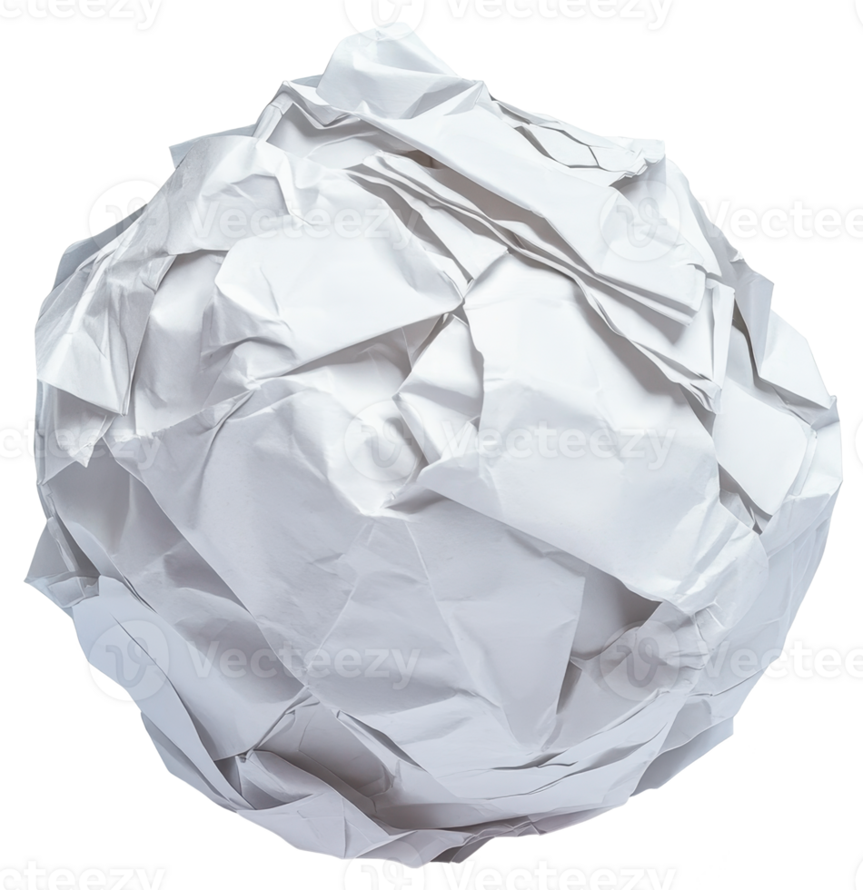 Crumpled White Paper Ball Texture Waste Recycling Studio Shot png