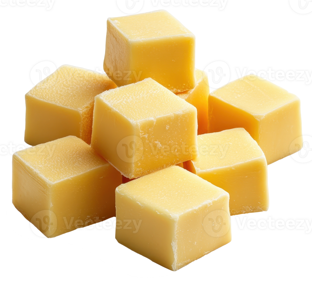 Delicious Golden Cubes of Creamy Butter Perfect for Baking or Cooking png
