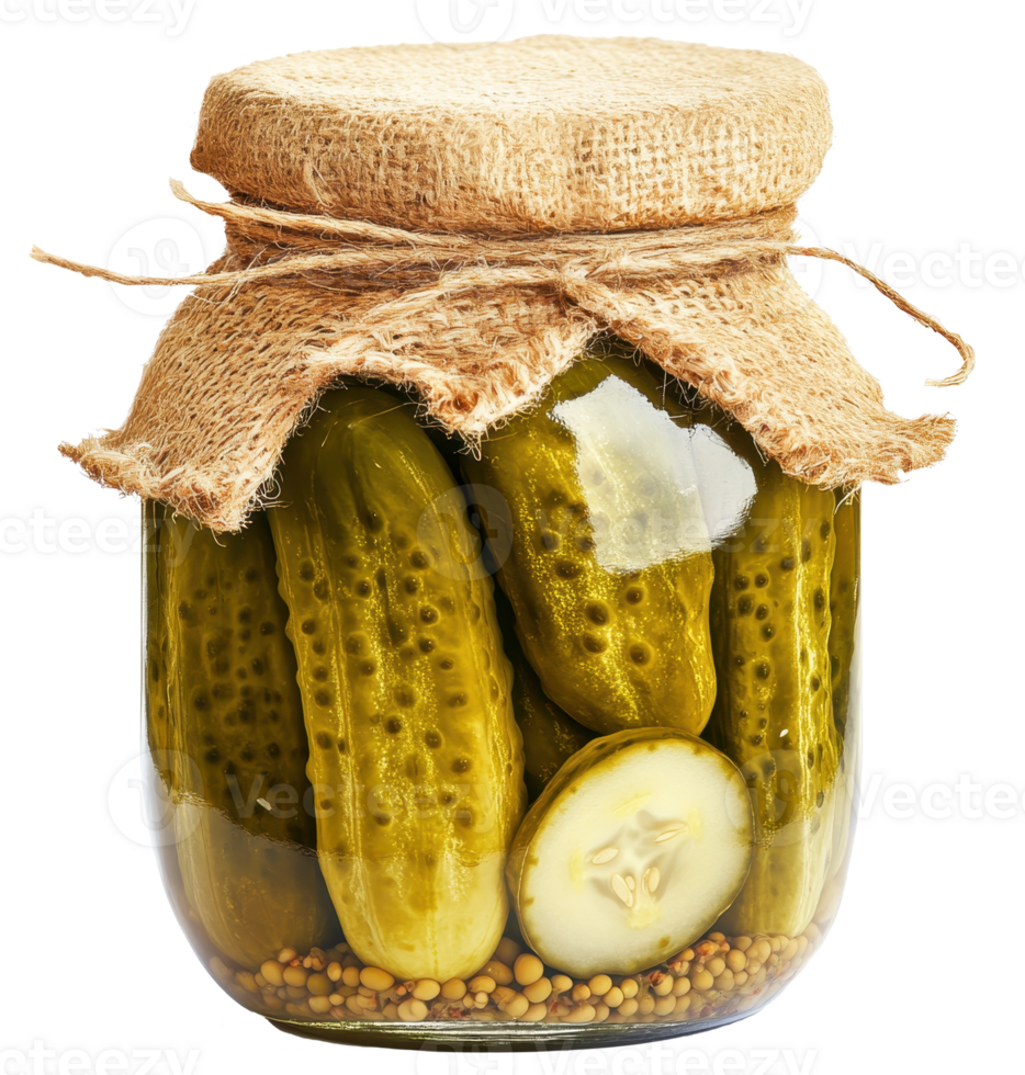 Jar of Crunchy Dill Pickles with Mustard Seeds Homemade Preserved Cucumbers png