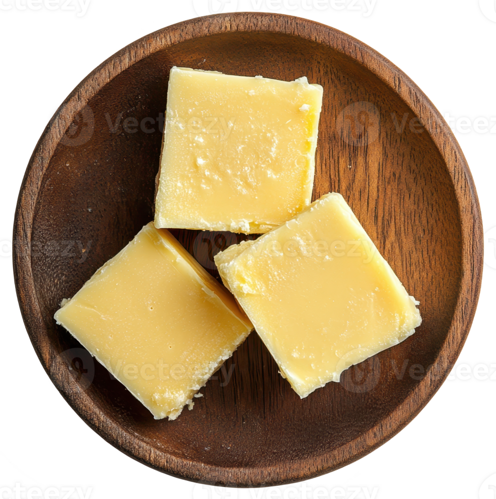 Delicious Creamy Fudge Cubes on Rustic Wooden Dish Sweet Treat Dessert png