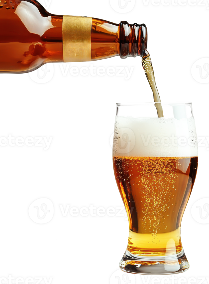 Pouring Golden Beer into a Pint Glass Frothy Head Refreshing Drink Beverage png
